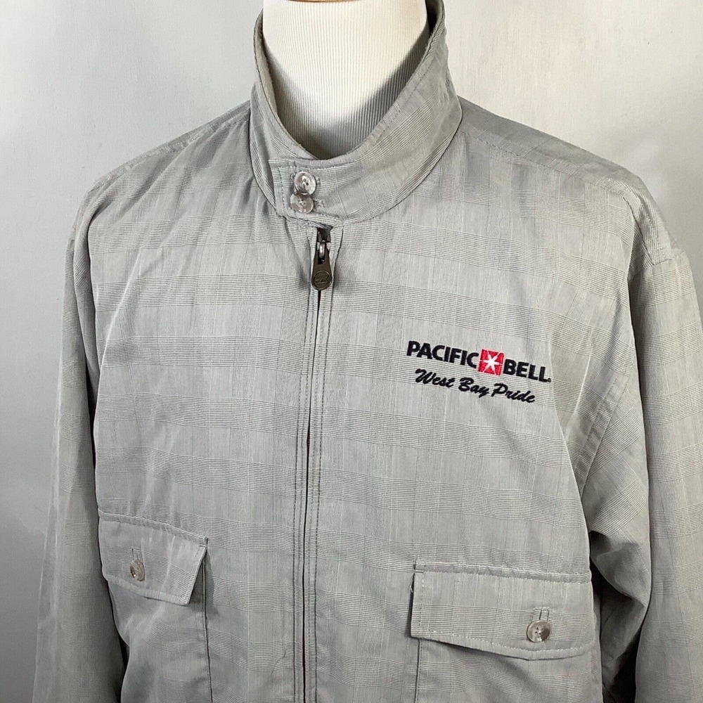 Pacific Bell Vtg Cutter & Buck Jacket L Beige Windbreaker Coat‎ Jacket Hipster